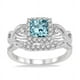 thumbnail image 2 of JeenMata Anillo de Bodas de Filigrana de Aguamarina y Moissanita de Talla Princesa de 1,75 Quilates Engastado en Oro Blanco de 18 K sobre Plata, 2 of 9