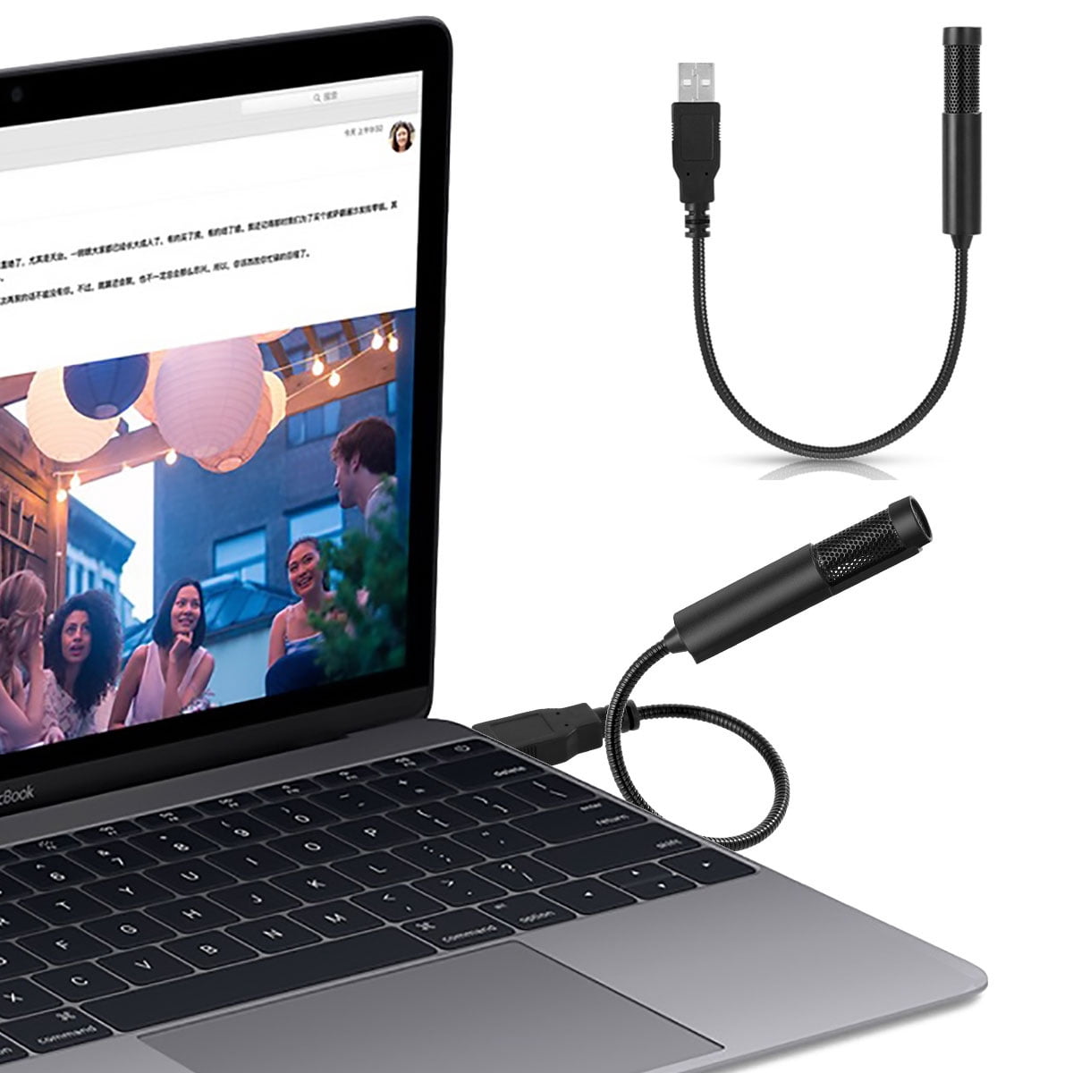 USB Mini Condenser Gooseneck Microphone, Portable Desktop PC Mic for Recording Voice Chat, Plug & Play Small Microphone for Laptop Computer Zoom Skype Online Class Gaming Podcast