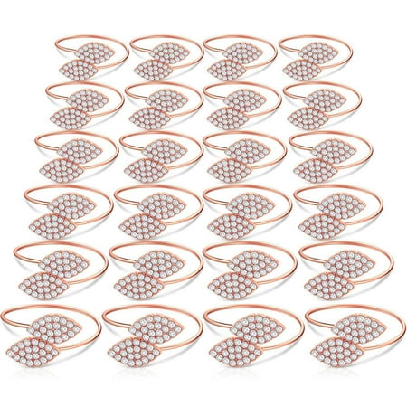 

24 Pcs Alloy Napkin Rings Flower Napkin Holder Adornment Exquisite Household Napkins Rings Set Napkin Rings for Wedding Dinner Decor