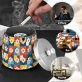 thumbnail image 4 of Yayeee Ashtray with Lid for Cigarette Smokeless Stainless Steel Home Ash Holder, Yellow Checkered Daisy, 4 of 7