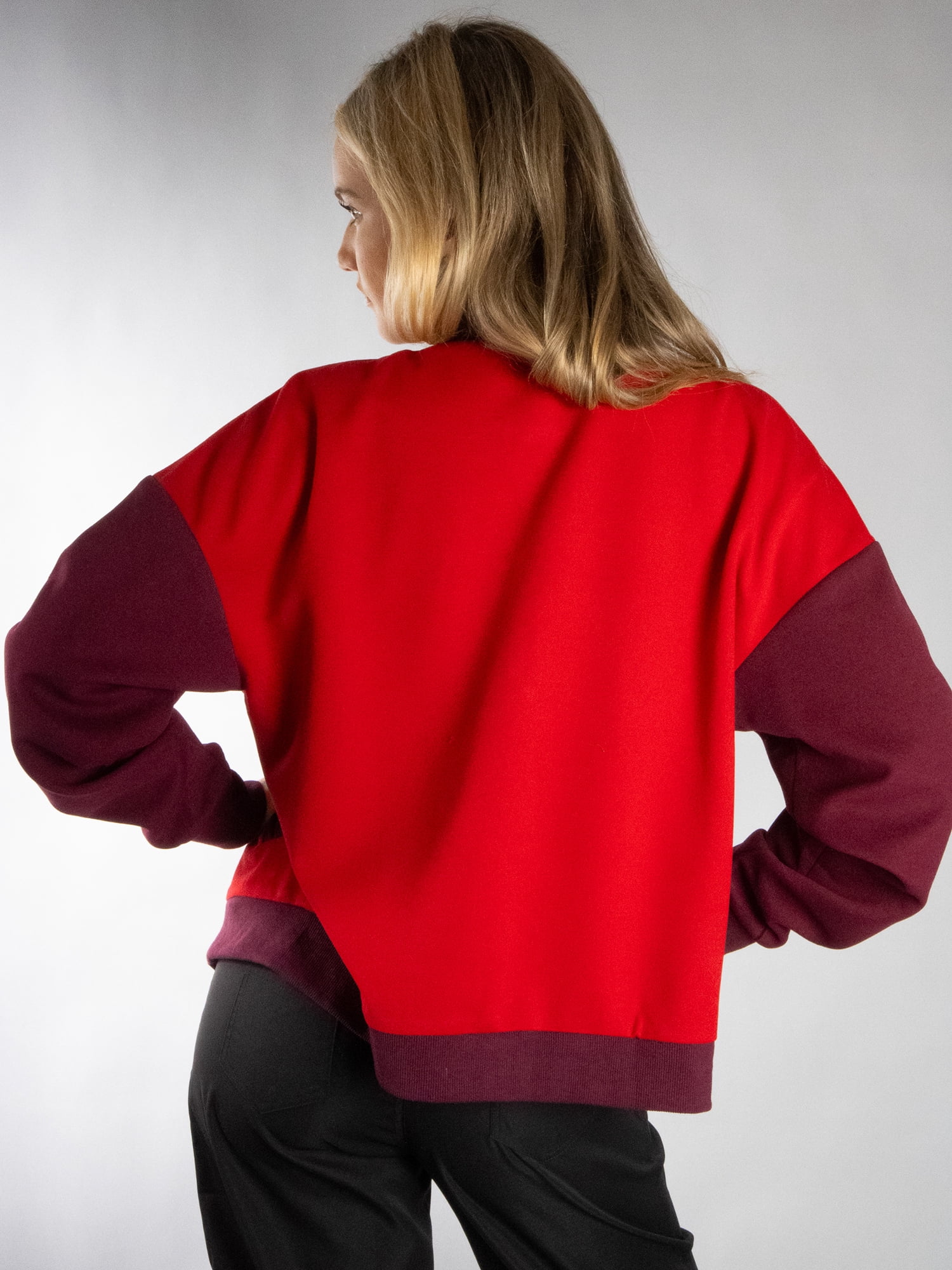 DARING DIVA Women's Long Sleeve Button Down Oversized Jacket L Red