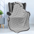 thumbnail image 4 of Moroccan Soft Flannel Fleece Throw Blanket, Art Background with a Group of Traditional Turkish Ottoman Forms Patterns, Cozy Plush for Indoor and Outdoor Use, 70" x 90", Black White, by Ambesonne, 4 of 5