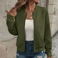 thumbnail image 2 of iHPH7 Light Jackets for Women Fall Womens Clothes Textured Jacket Women Fall Outfits for Women Baseball Jacket Casual Outerwear Women's Jackets Green L, 2 of 5