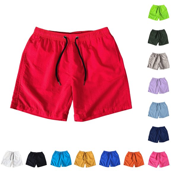 XDZJLR Big And Tall Shorts For Men Casual Shorts Sports Loose Quick Drying Thin Beach Pants With Pockets And Drawstring Mens Shorts Athletic Red L