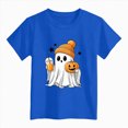thumbnail image 4 of KPOPLK Girl Halloween T-Shirt Cute Ghost Pumpkin Shir Short Sleeve Crewneck Tee Top Kids Fal Clothes Size 5-6 Years,Blue, 4 of 5