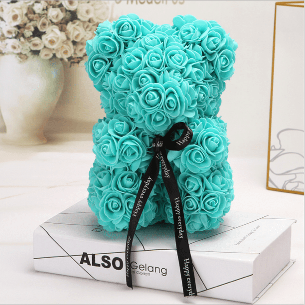 Oso rosa - Oso de peluche rosa Oso de flor de peluche - Más de 250 docenas de flores artificiales - Caja de regalo transparente para el día de San Valentín, aniversario y despedidas de soltera Xemadio WRMH-203-2