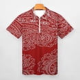 thumbnail image 3 of Red Paisley Pattern Men Zipper T-shirt Summer Casual Short Sleeve T-shirt Top, 3 of 7