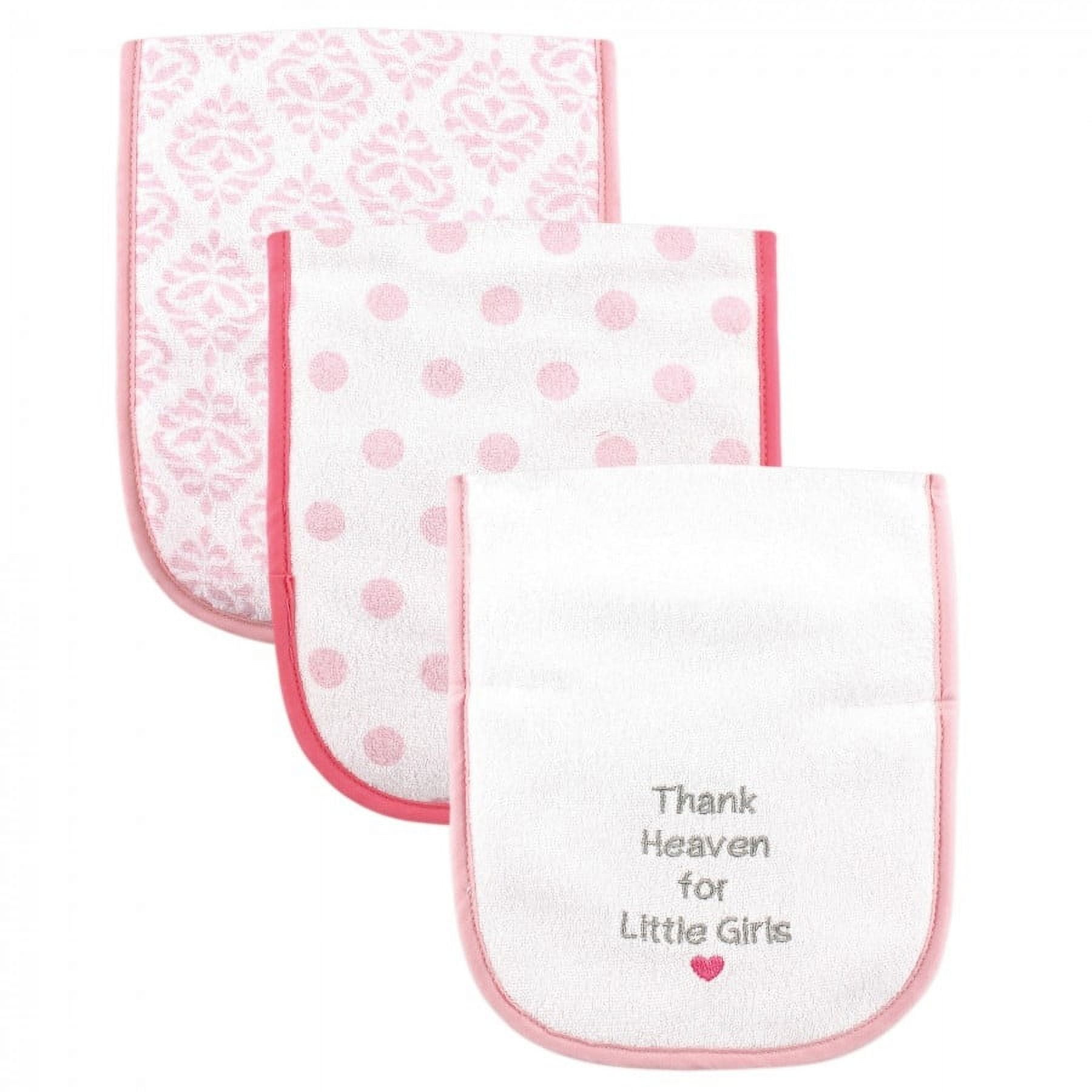 Luvable Friends Baby Girl Cotton Burp Cloths with Fiber Filling 3pk Girl Thank Heaven One Size