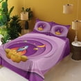 thumbnail image 2 of Ambesonne Rocket Emoji Fitted & Top Sheet Set with Sham, Retro Space Themed Art, Lilac Purple and Orange, 2 of 5