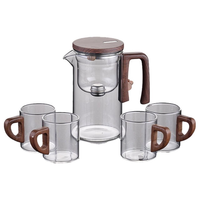 HAOMONZEN Water Separation Glass Teapot with Wooden Handle Teapot Glass Teapot with Infuser Magical Teapot Glass Glass Teapot with Strainer Filter Teapot with Infusers Warehouse Sale Clearance