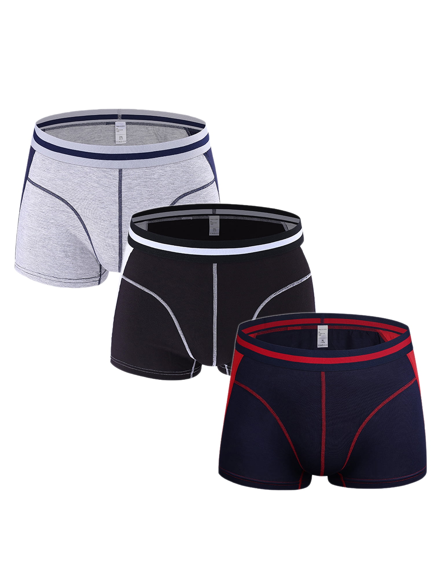Mens No Ride up Boxer Briefs Stretch Comfortable Breathable Cotton Underwear with Pouch Fly