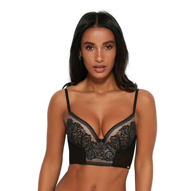 Gossard 15608 Encore Black Lace Padded Longline Bra 38C 