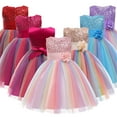 thumbnail image 7 of Toddler Kids Baby Girls Rainbow Mesh Tutu Princess Dresses Lace Flower Sleeveless Formal Party Evening Dress, 7 of 7