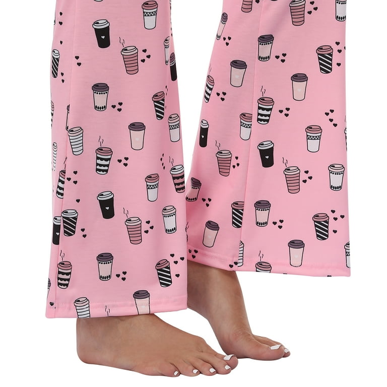 HDE Pajama Pants for Women PJ Pants Comfy Loungewear Pink Coffee