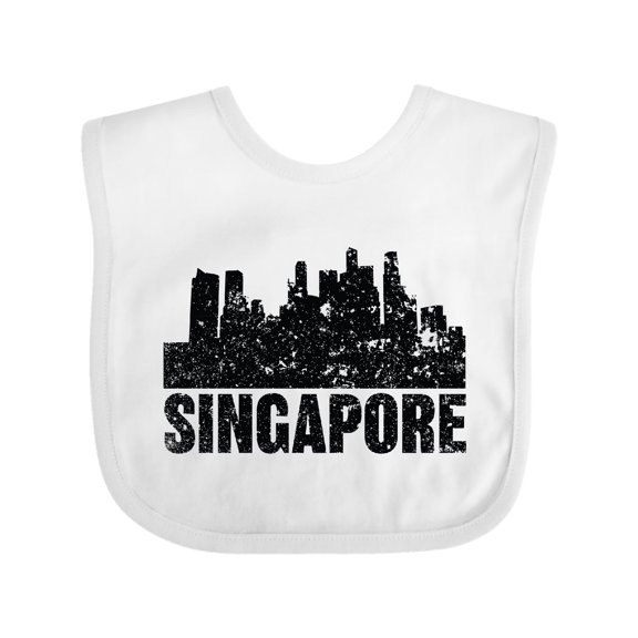 Inktastic Singapore City Skyline with Grunge Boys or Girls Baby Bib