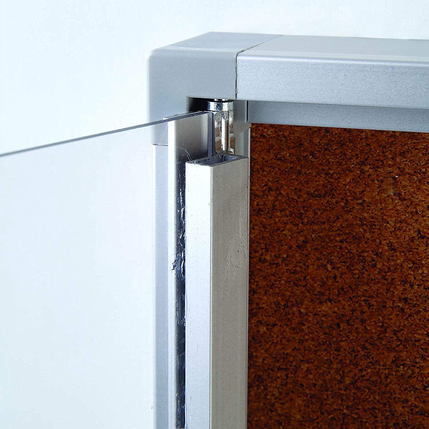 M&T Displays Enclosed Cork Bulletin Board 18.66x25.87 inches Silver Aluminum 4x(8.5x11)" Outdoor Noticeboard