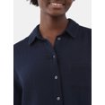 thumbnail image 3 of Time and Tru Women's Double Cloth Cotton Shirt with Long Sleeves, Sizes XS-XXXL, 3 of 5