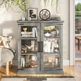 thumbnail image 2 of BELLEZE Storage Cabinet with Shelves and Glass Doors for Entryway, Living Room, Hallway, or Kitchen - Ashford (Gray Wash), 2 of 7