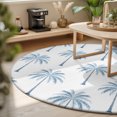 thumbnail image 3 of Round Rugs 6Ft, Blue Palm Trees Round Area Rug Washable Indoor Throw Carpet, Tropical Summer Beach Botanical Soft Non Slip Circle Rug for Office Cabinet Home Decor Aesthetic, 3 of 8