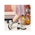 thumbnail image 6 of BLISSFUL STEP Women's Ankle Boots Platform Chunky Heel Side Zipper Lace Up Combat Boots Silver 6, 6 of 6