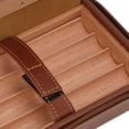 thumbnail image 3 of Humidificador de cigarros, humidificador portátil marrón con revestimiento de madera de cedro, caja de cigarros de viaje con bolsa de almacenamiento para viajes, 3 of 8
