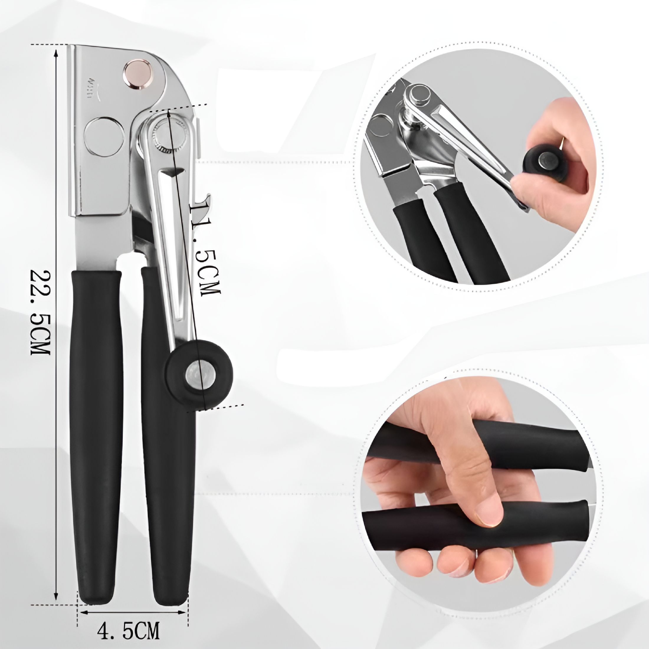 EXLEAF 2026 New Commercial Easy Crank Can Opener Heavy Duty with Ergonomic Design,For Kitchen,Cooking,Home Black