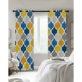 thumbnail image 3 of Yellow Blue Morocco Pattern Blackout Curtains 45 Inches Long for Bedroom, Modern Moroccan Geometric Thermal Insulated Room Darkening Black Out Window Curtain Panels Grommet Drapes for Living Room, 3 of 8