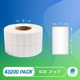 thumbnail image 2 of White Thermal Transfer Labels, 2-Up Side-by-Side, 3 in Core, 43200 Count, 2 x 1 in, 2 of 6