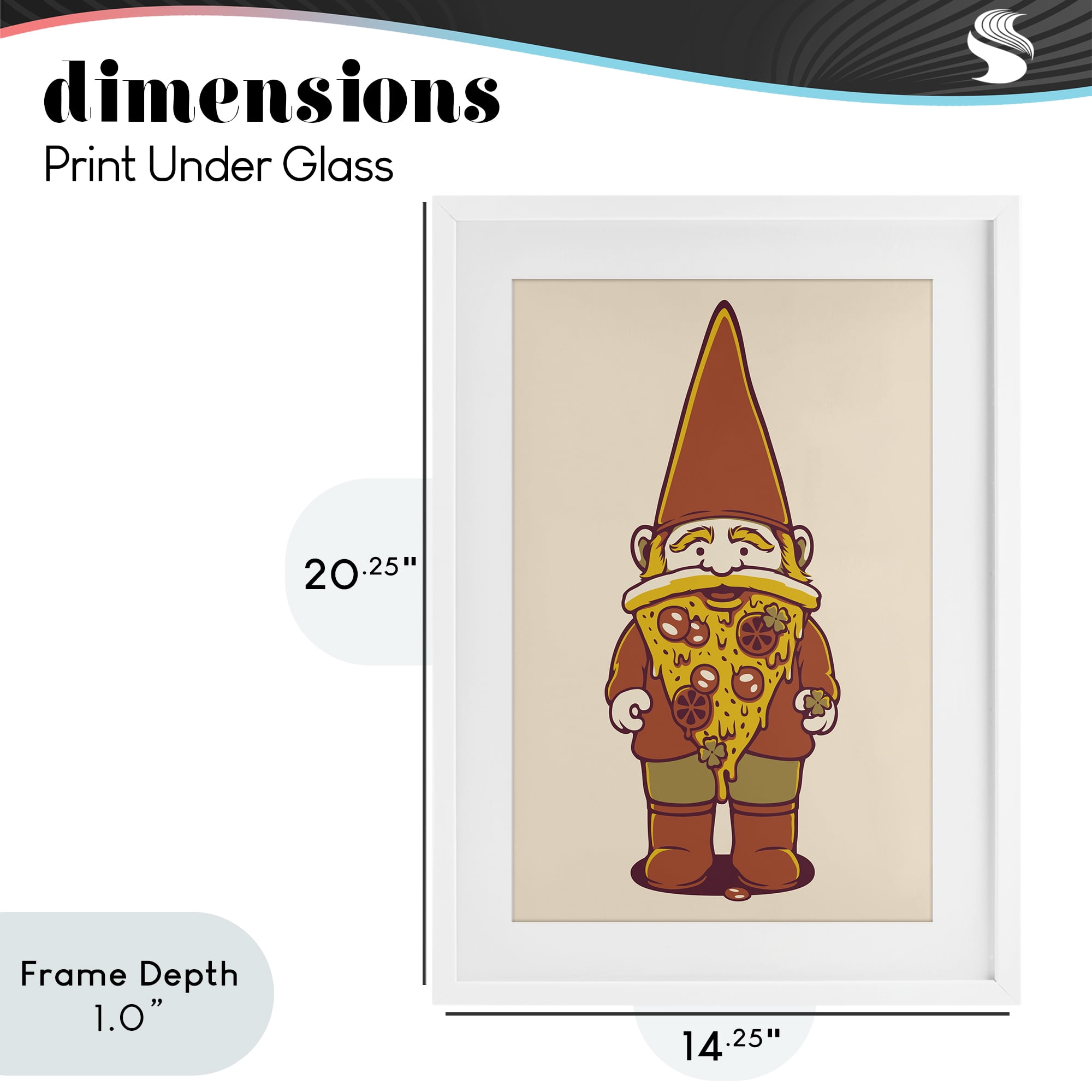 Stupell Industries Happy Pizza Gnome White Framed Print Under Glass, design by Tobe Fonseca