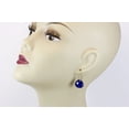 thumbnail image 3 of 14k Gold Filled Lapis Lazuli Earrings Fat Heart Teardrop Goldtone Bezel Faceted Stones Classic Simple Designed for Adult Women, 3 of 5