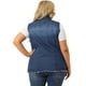 thumbnail image 5 of Women's Plus Size Jean Vest Button Down Turndown Collar Frayed Hem with Cargo Pocket Trucker Denim Vest Dark Blue 4X, 5 of 7