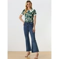 thumbnail image 2 of Blusa de manga corta floral bordada con encaje y cuello Peter Pan para mujer Verde Oscuro S, 2 of 5