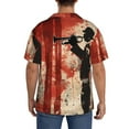 thumbnail image 3 of Fuzoiu Silhouette Trumpet Red Art Print Men's Casual Short,Men's Short Sleeve Shirt,Mens Casual Button Down Shirts,Cuban Collar Summer Shirt for Beach, Vacation, and Outdoor Activities-3X-Large, 3 of 5