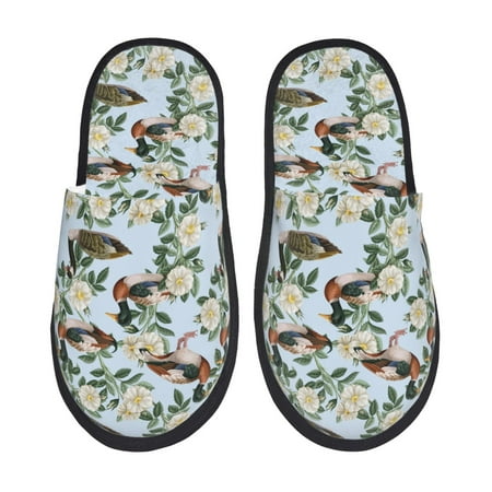 

Silkie Mallard Ducks And Roses Slippers for women and Men House Shoes for Unisex Indoor House Shoes-Medium