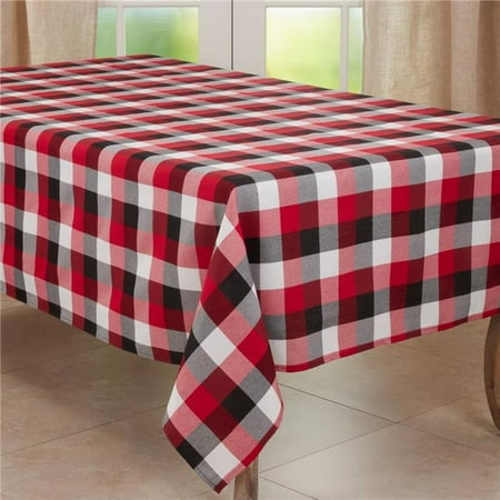 

SARO 65 x 104 in. Oblong Red Plaid Pattern Tablecloth