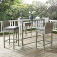 thumbnail image 2 of Contemporary Modern Urban Designer Outdoor Patio Balcony Garden Furniture Bar Side Stool Chair, Set of Four, Fabric Rattan Wicker, Grey Gray, 2 of 5