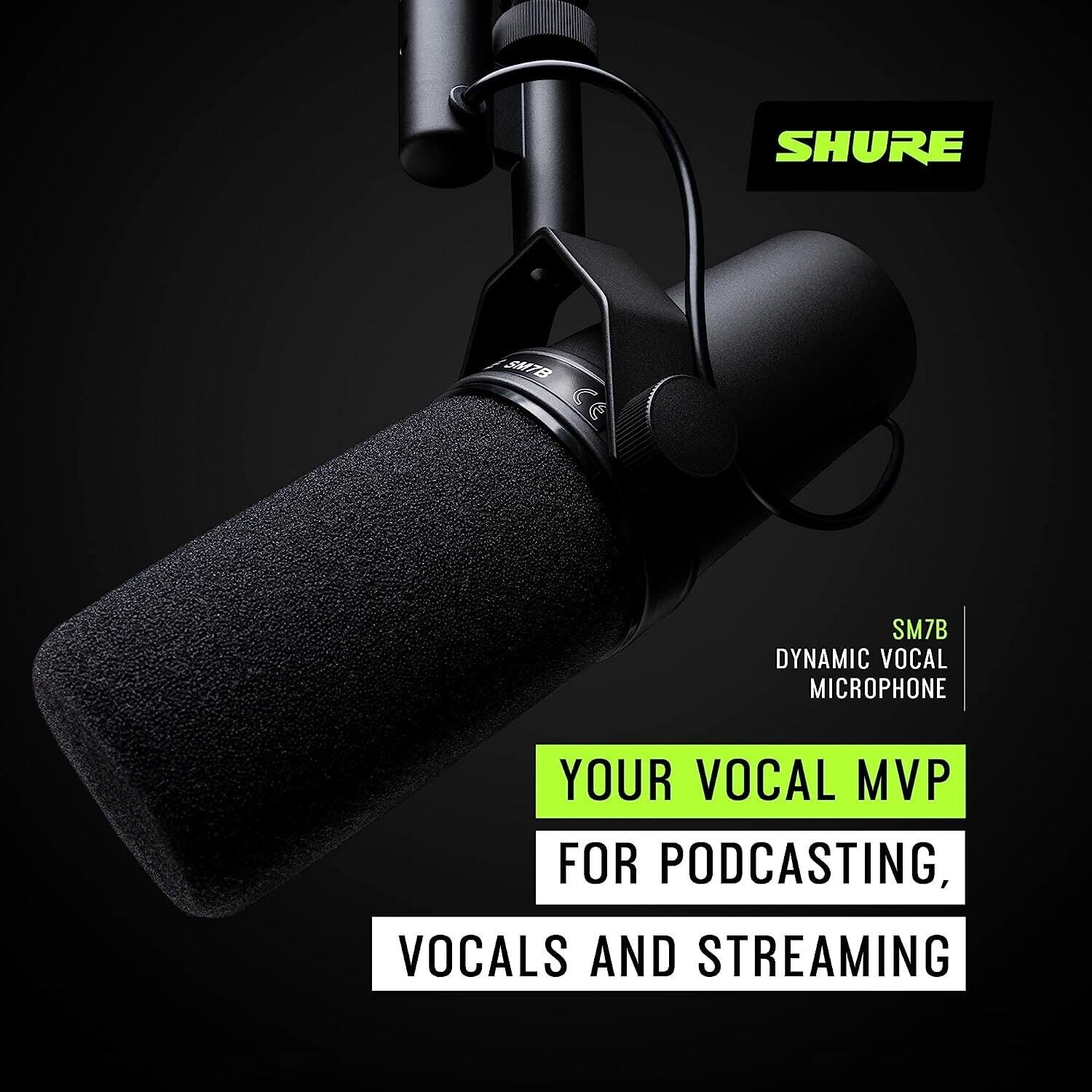Shure SM7B Cardioid Dynamic Vocal Microphone for Live Broadcast Recording -  Walmart.com