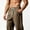 Brown, variant on Men's Logo Patch Linen Blend Pants, Elastic Waist Drawstring, Straight Leg Basic Daily Casual Trousers Navy XL