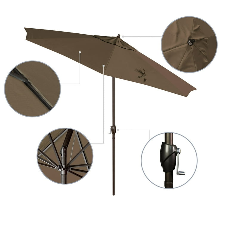 9 ft auto tilt round patio umbrella 9FT with and give you a break from the summer heat with just a patio umbrella Havenside Home North Bend 9-foot