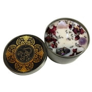 Scorpio Candle, Scorpio Gift, Aromatherapy Candle, Adorned with Crystals, Rose Petals and Lavender Buds by Namaste Home, in Rose   Sandalwood w/ Black Coral   Moss, 4 oz., 25 Hour Burn Time.