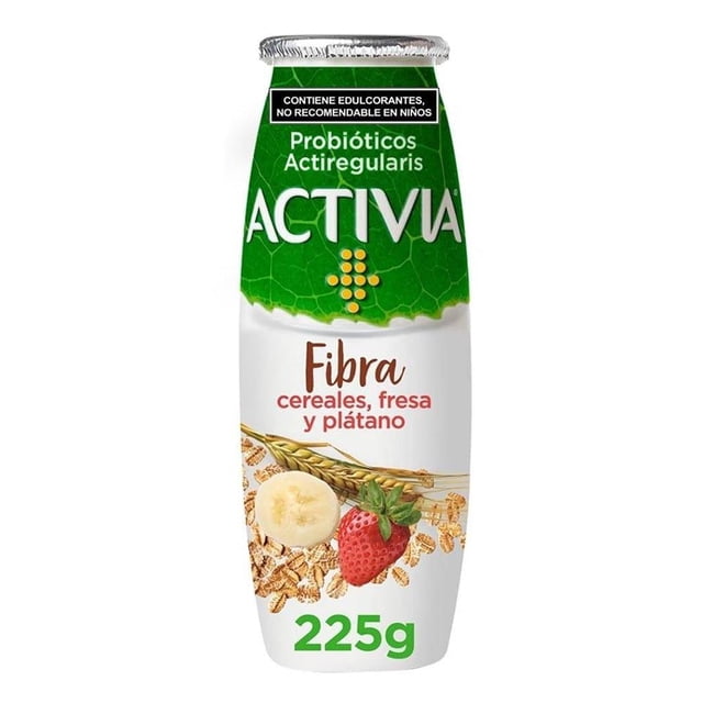 Alimento lácteo fermentado Activia fibra fresa plátano y cereales 225 g