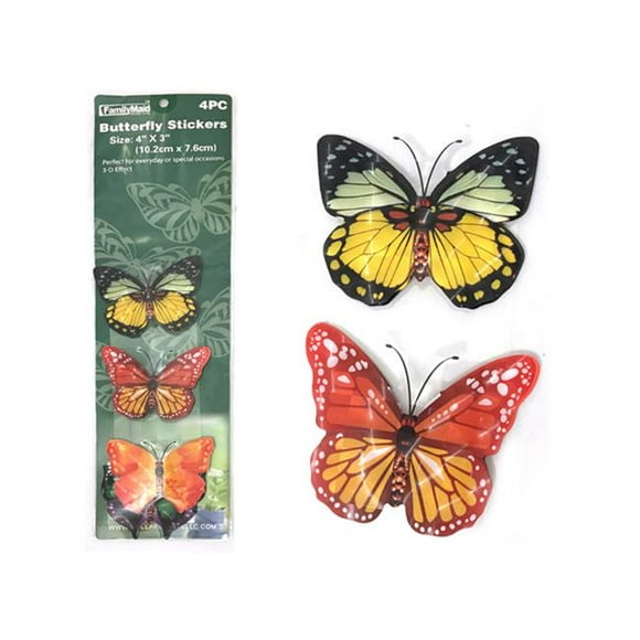 Family Maid 27188 4 x 3 in. Butterfly Stickers - 4 Piece - Pack of 72