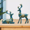 thumbnail image 3 of 2 estatuas de ciervos, de resina de reno, escultura artesanal para el hogar, estantería de mesa, decoración, adornos, regalos , Azul Baoblaze Estatua de escultura de ciervo, 3 of 8