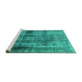 thumbnail image 2 of Ahgly Company Machine Washable Indoor Square Abstract Turquoise Blue Modern Area Rugs, 7' Square, 2 of 4