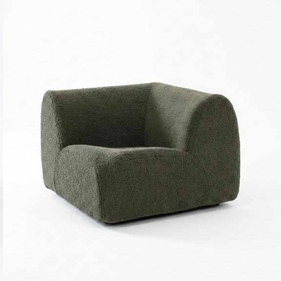 YANGLI Sofa Corner Modular, Modern Boneless Sofa w/ Deep Seat, Sherpa Boucle Cloud Couch, Cozy Teddy L-Shaped Couch, No Assembly, Gray