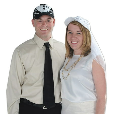 Club Pack of 12 Wedding or Anniversary Themed Black Tux Cap Costume