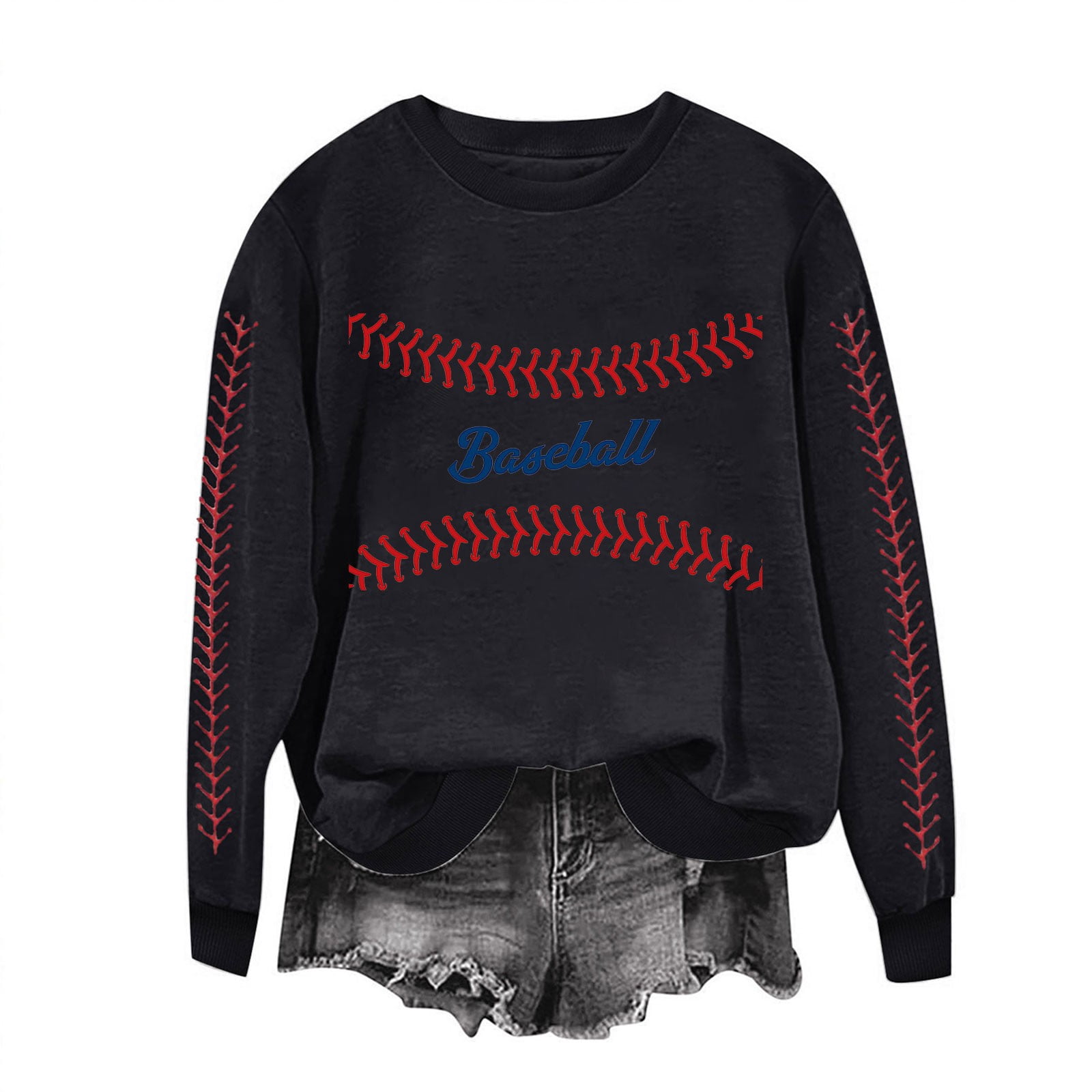 Game Day Baseball Sweatshirt for Women Long Sleeve Pullover Tops Casual Loose Crewneck Funny Baseball Mom Tunic Blouse