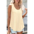 thumbnail image 5 of Womens Tank Tops Sleeveless Eyelet Embroidery Scoop Neck Loose Fit Casual Summer Flowy Yellow S, 5 of 8