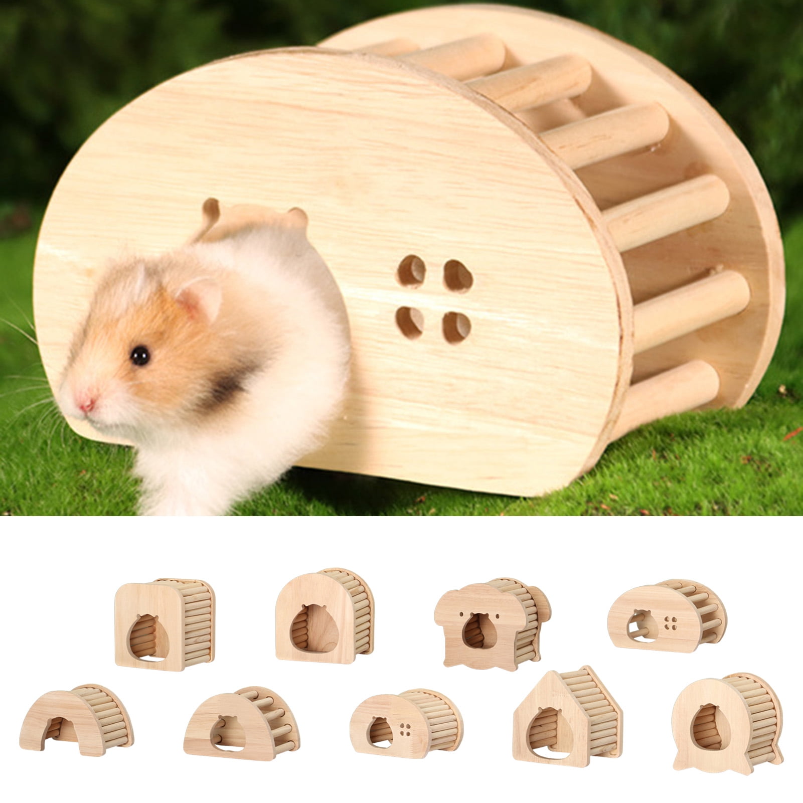 Hamster Wooden House,Small Animals Hideout Wooden Hut for Hamster Guinea Pig Chinchilla Gerbil 
