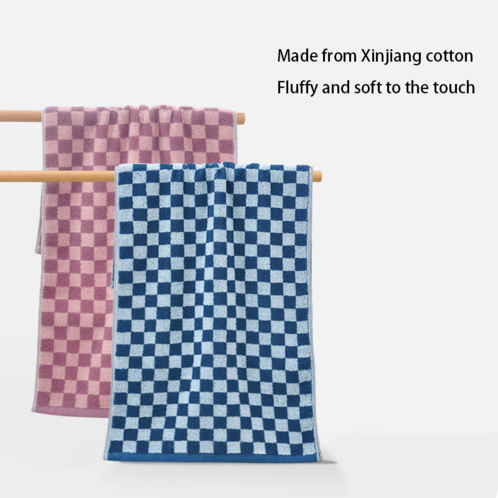 5 Pcs Checkered Large Bath Towels Bulk 13.7 x 29.5 Inch Soft Colorful Bath Towels Checkered Towels for Bathroom Spa Shower Gifting Hotel Gym Beach Pool
